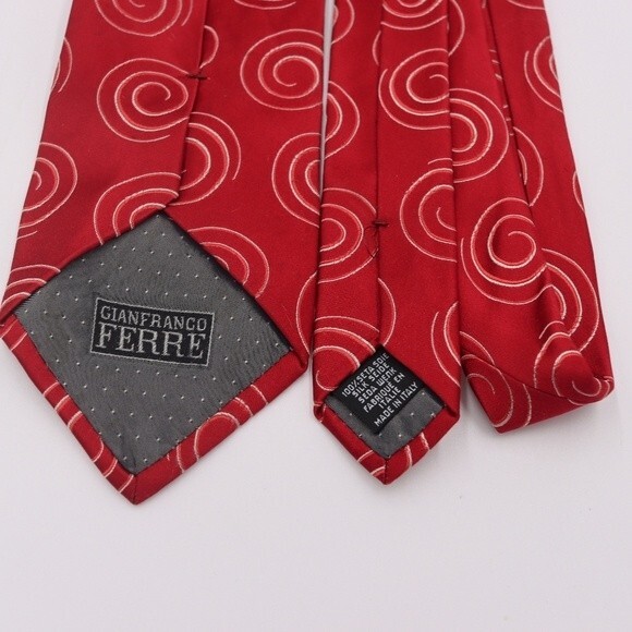 Gianfranco Ferre Red Swirl Print Silk Necktie - Picture 4 of 7